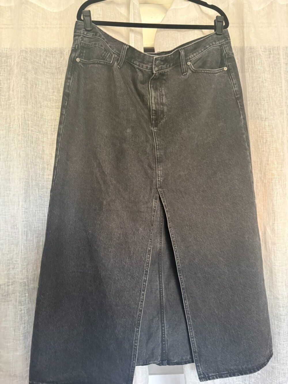 Madewell Black Denim Maxi Midi Skirt Size 32